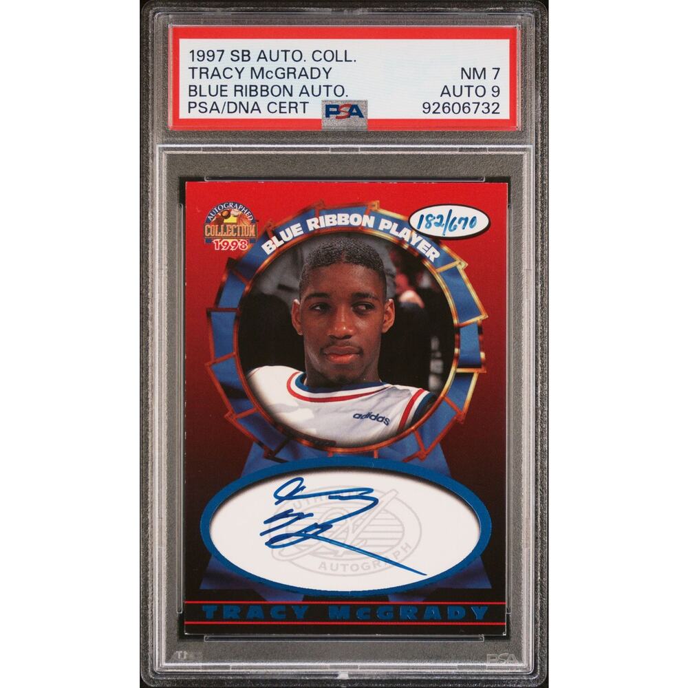1997 Score Board Autographed Blue Ribbon Autographs Tracy McGrady /670 PSA/DNA 7